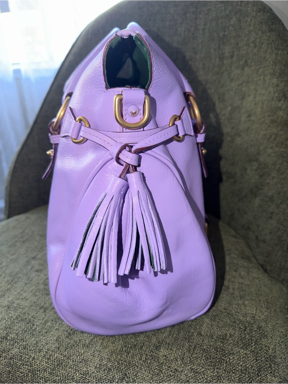Dooney & Bourke CUSTOM Lavender Leather Satchel with Gold Hardware - Picture 15 of 16